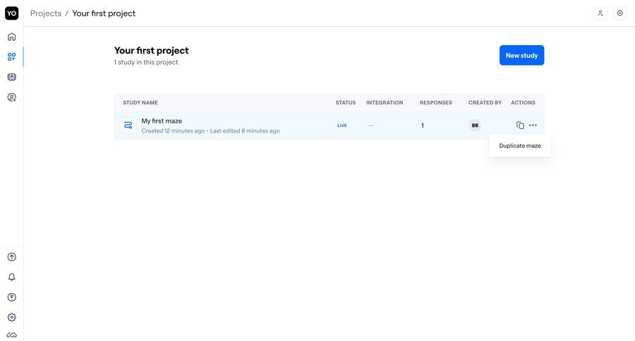 Maze
			 dashboard sidebar navigation project management user research project setup project tracking sidebar research menu table project dashboard ui page example
