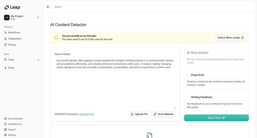 Leap
			 free plan free account pay paywall ui page example