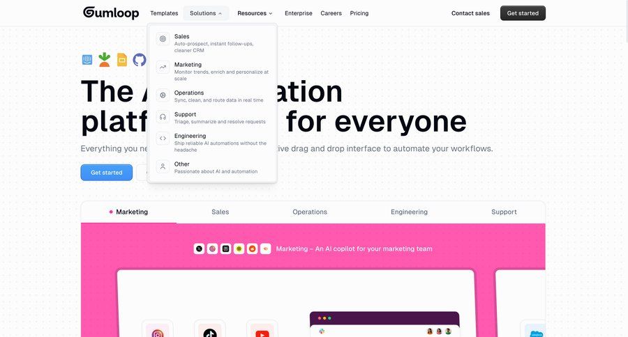Gumloop
				dropdown & other states ui page example