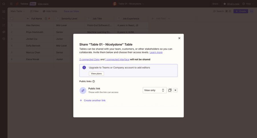 Zapier
			 data management collaboration settings team collaboration share modal access control controls sharing ui page example