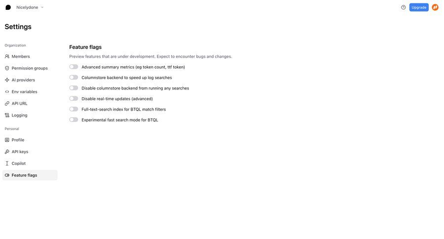 Braintrust
			 configuration settings sidebar navigation sidebar advanced search organization settings ui page example