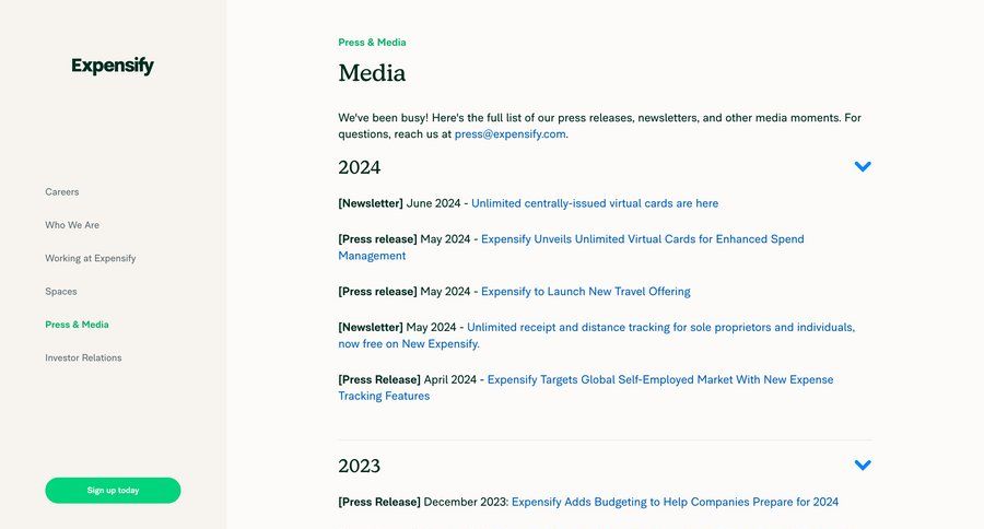 Expensify
			article news accordion editorial blog post news article article download report press release features management feature article pay bill ui page example