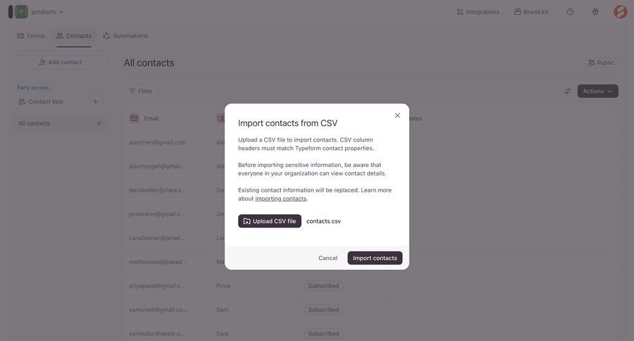 Typeform
			 bulk upload data import file upload ui ui page example