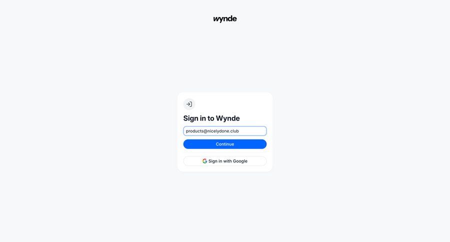Wynde
				signin page example