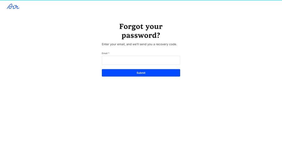 Air
			signin password reset form account security authentication ui page example