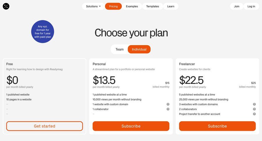 Readymag
			 service plans pricing plans subscription plans payment options product update ebooks case studies marketing website design payment page accordion payment confirmation affiliate program pricing packages pricing calculator ui page example