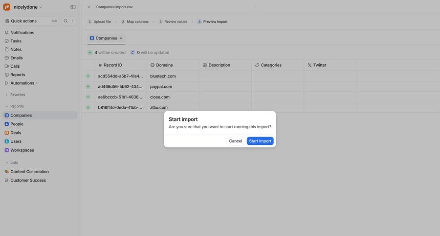 Attio
			 trial banner data import import wizard ui page example
