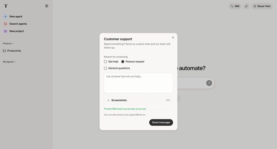 Twin
			 form modal dialog file upload attachment minimalist design rounded corners communication upload file confirmation message customer support ui page example