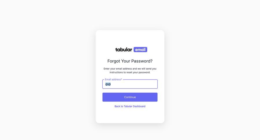 Tabular
			password reset account management form authentication ui page example