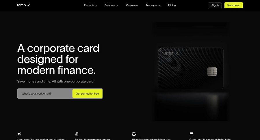 Ramp
			 user permissions features management features testimonials modern pay bill pricing calculator ui page example