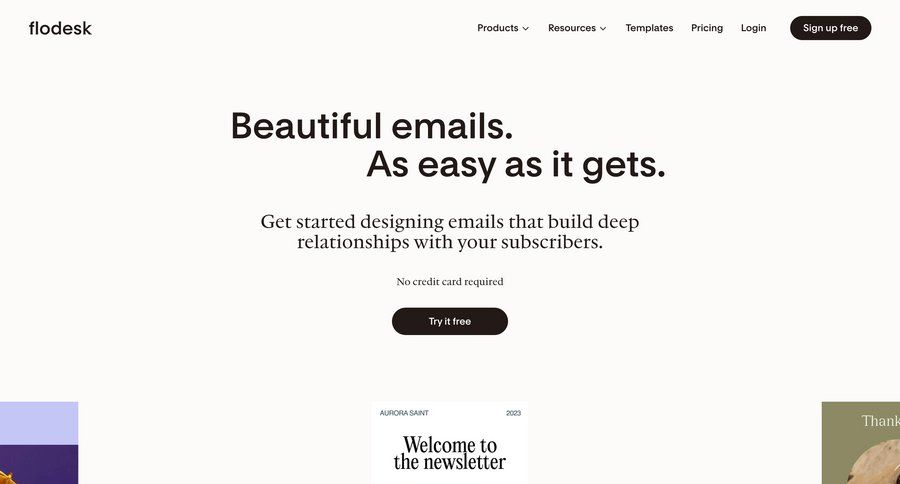 Flodesk
			 automation features marketing website design accordion ui page example