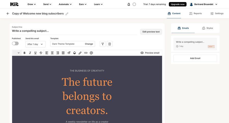 Kit
			 e-commerce form automation editor wysiwyg editor email content blocks sidebar create blog templates ui page example