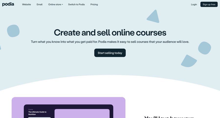 Podia
			      ux ui design