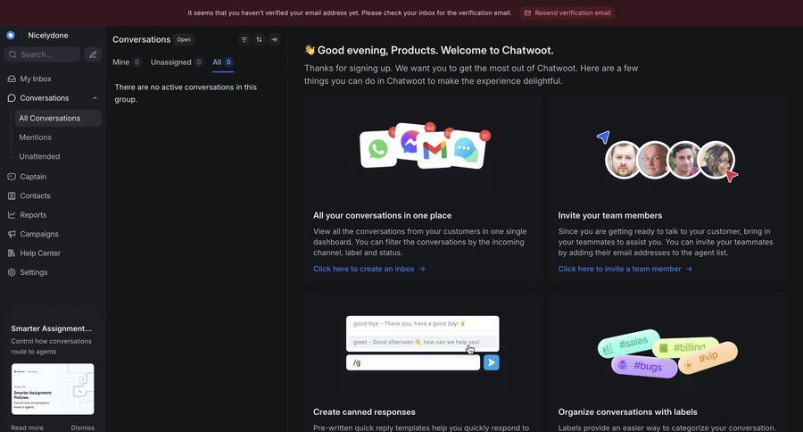 Chatwoot
				settings ui page example