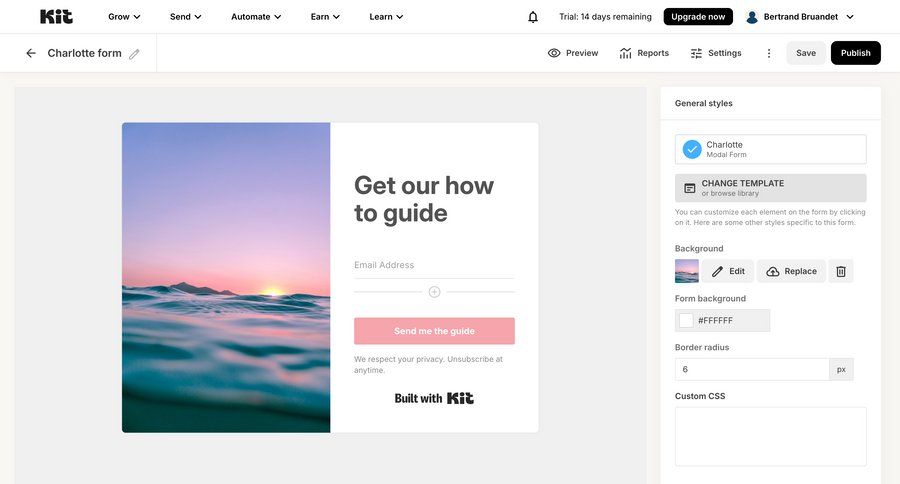 Kit
			 e-commerce form editor customize style customization template selection sidebar modern ui page example