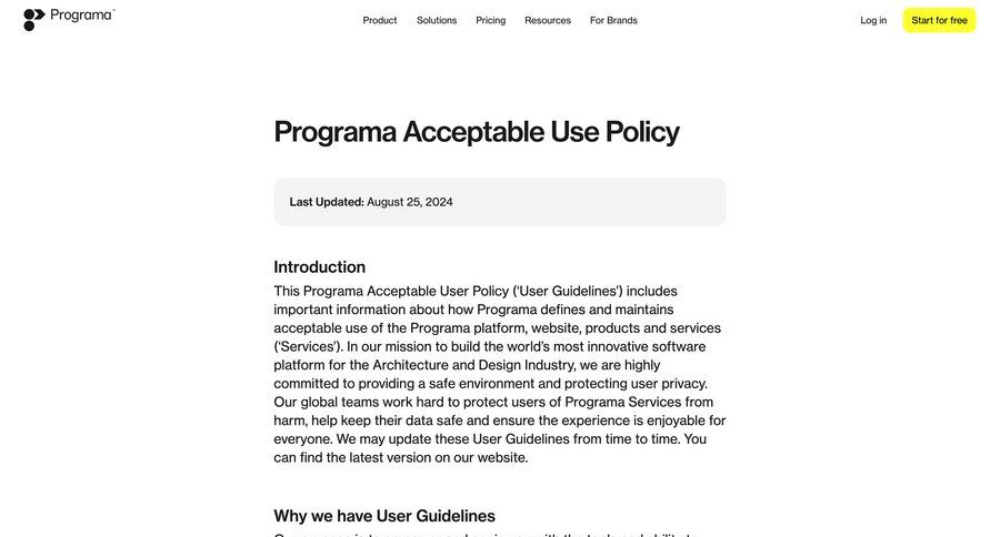 Programa
			 user termination marketing website design rule engine ui page example