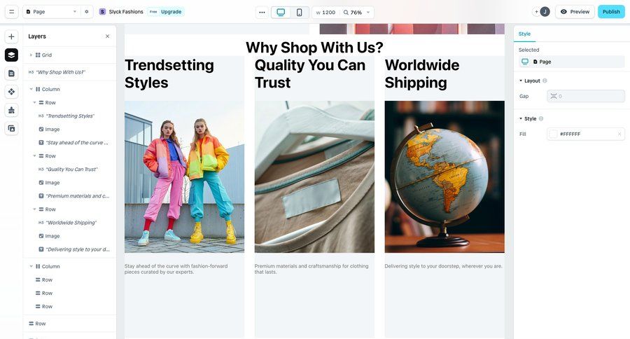 Instant
			 content management e-commerce sidebar navigation grid editor real-time preview drag and drop wysiwyg editor sidebar modern ui page example