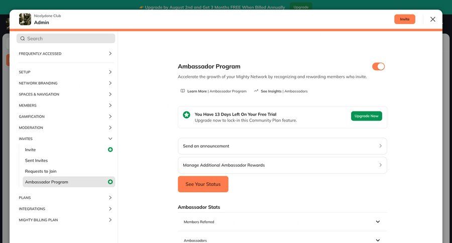 Mighty
			 configuration settings sidebar navigation progress indicator full screen modal announcement ui page example