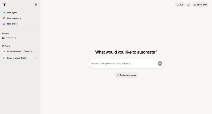 Twin
			 dashboard sidebar navigation project management artificial intelligence automation project creation sidebar navigation menu modern sharing ui page example