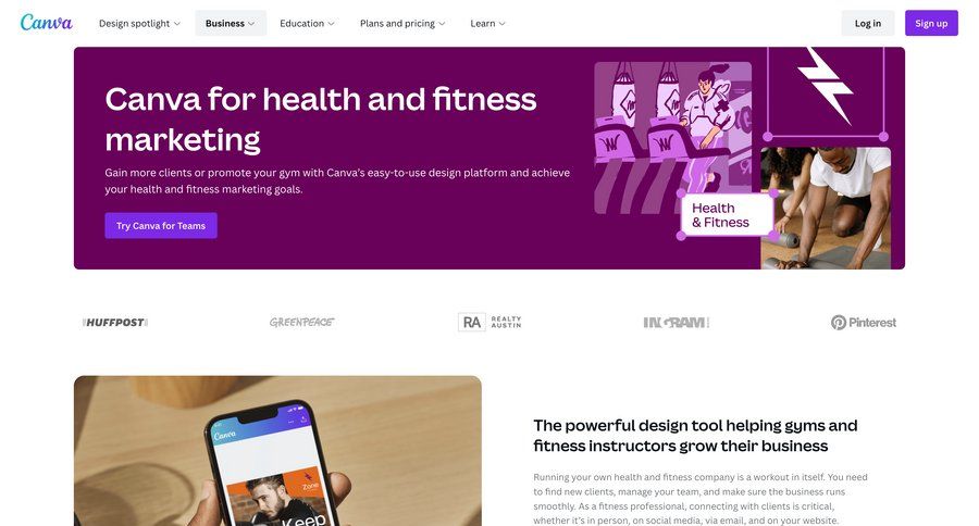 Canva
			 photo gallery fitness ui page example