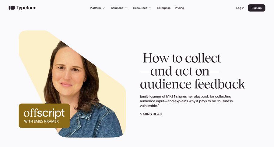 Typeform
				article ui page example