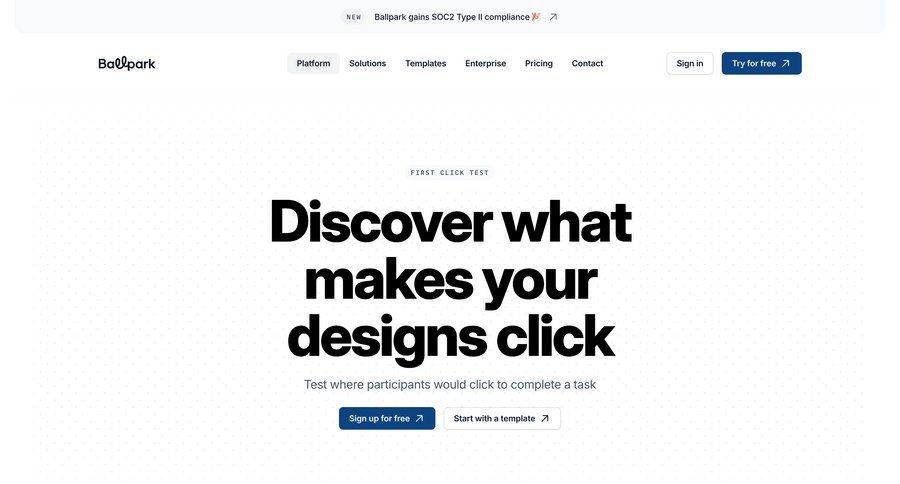 Ballpark
			 product update testimonials features alternatives marketing website design b2b website ui page example