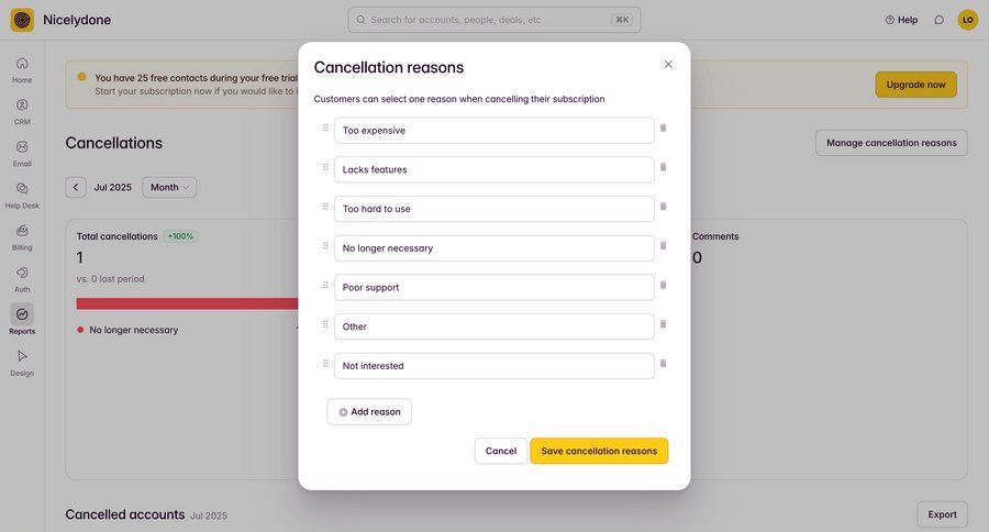 Outseta
			 settings form user research ui page example