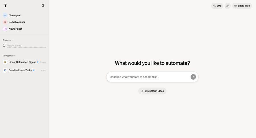 Twin
			 workflow automation blank state ui page example