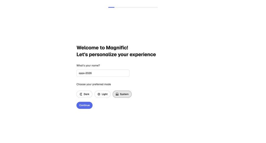 Magnific
			settings onboarding account setup account setup ui page example