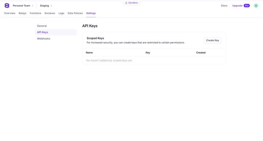 Evervault
			 configuration settings permission management security parameters table version control ui page example