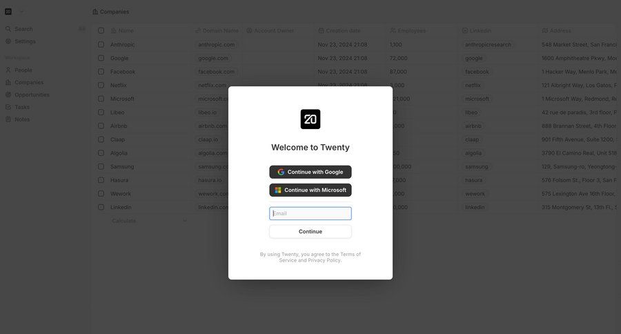 Twenty screen example