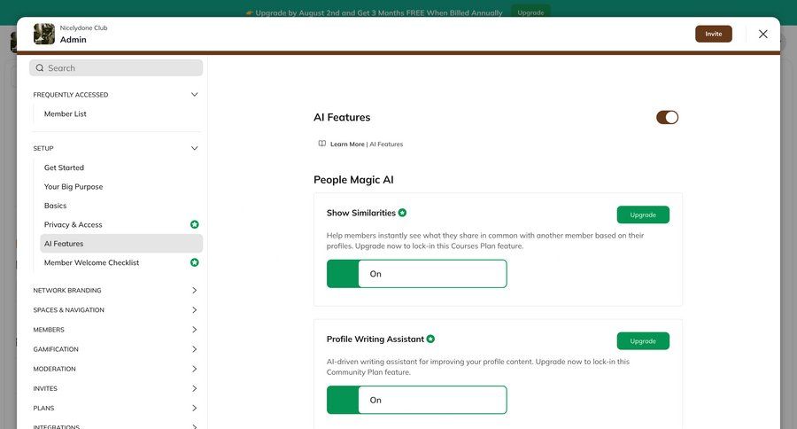 Mighty
			 configuration settings sidebar navigation artificial intelligence full screen modal ui page example