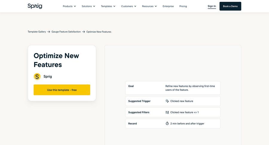 Sprig
			 free templates features management competition blog templates enterprise ui page example