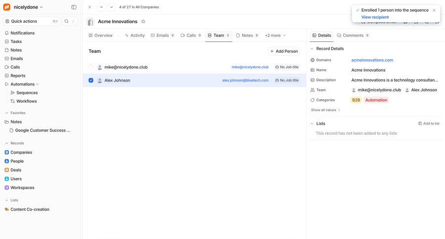 Attio
			 right sidebar trial banner detail view ui page example