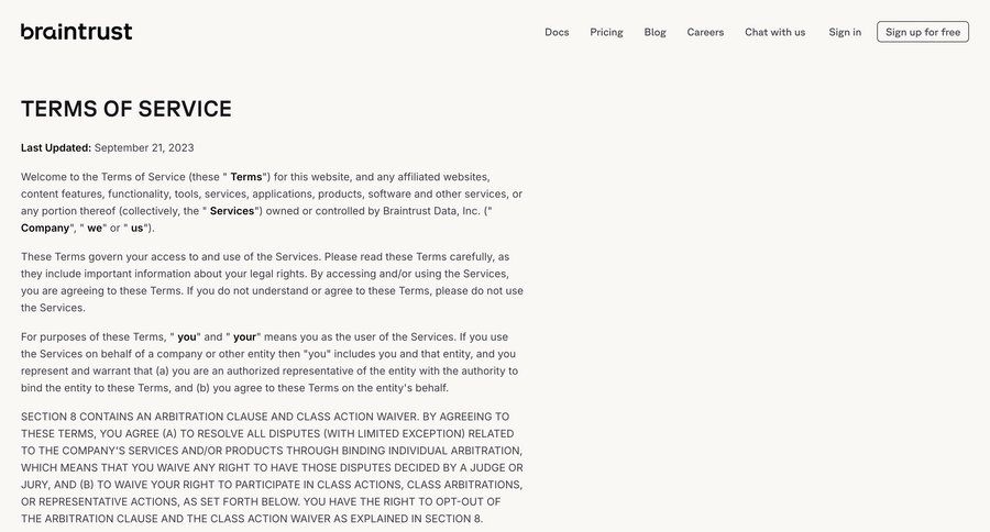 Braintrust
			 cancel trial buy credits user termination page not found email confirmation payment confirmation signup confirmation rule engine ui page example