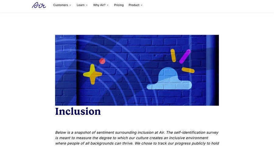 Air
				about & company mission ui page example