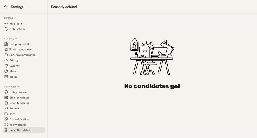 Homerun
			settings trash & archive data management configuration settings account management account settings empty state illustration sidebar junk ui page example