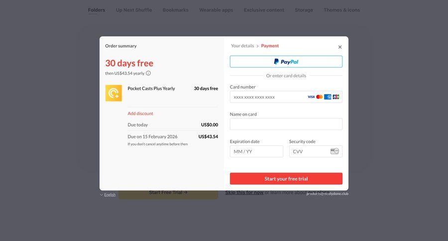 Pocket Casts
				checkout ui page example