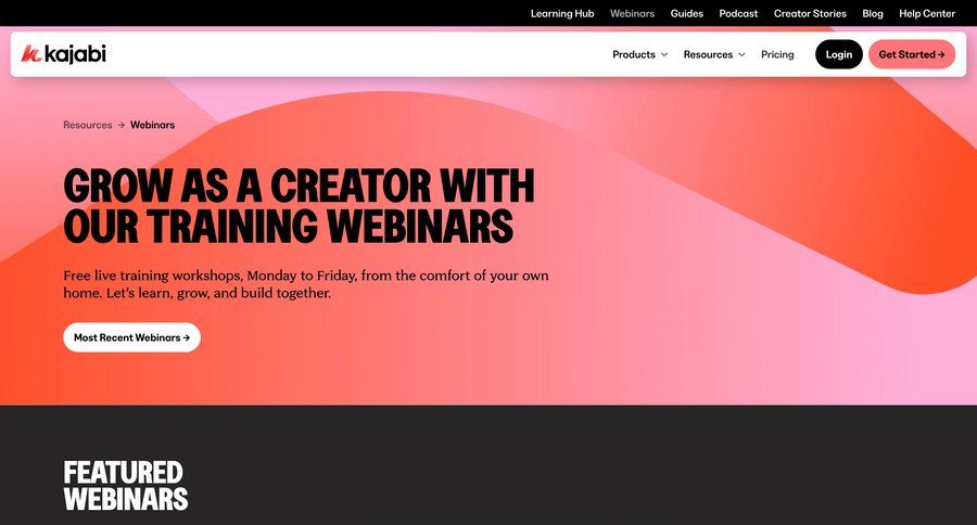 Kajabi
			webinars accordion pagination virtual assistant trainings ui page example