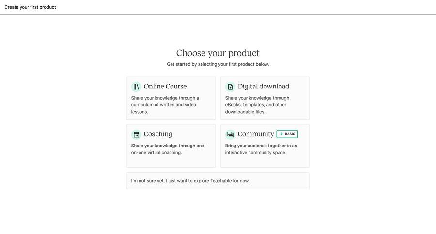 Teachable
			 grid course creation navigation links navigation buttons ui page example