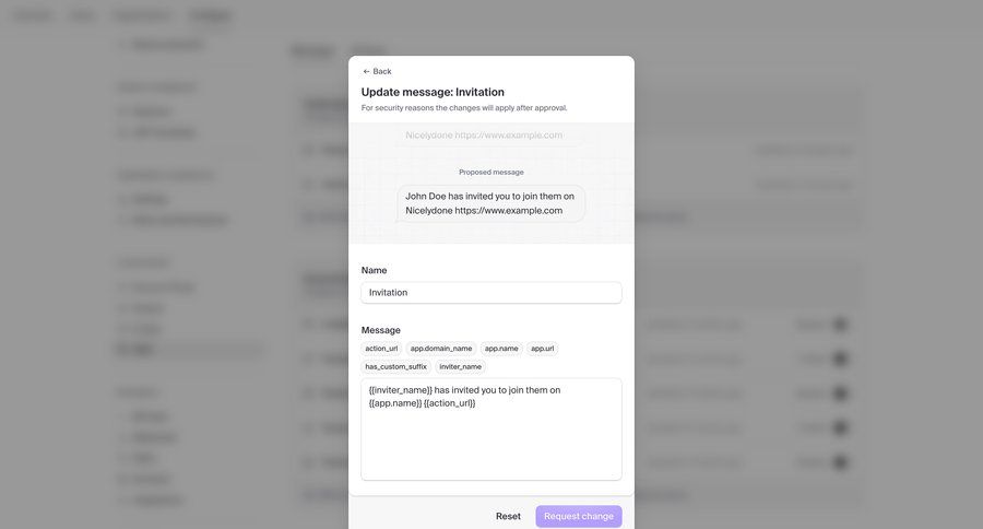 Clerk
			 modal screen configuration settings form settings modal approval workflow ui page example
