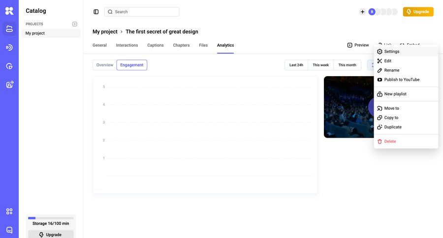 Kinescope
				settings ui page example