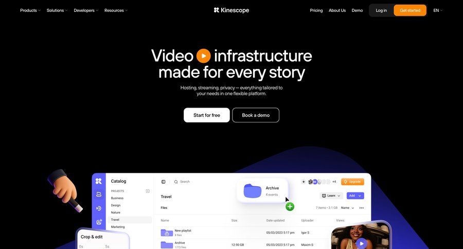 Kinescope
				landing page ui page example