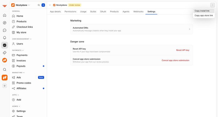 Whop
				settings ui page example