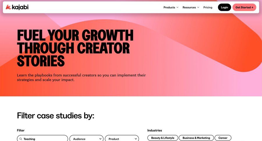 Kajabi
			 filter controls filters dropdown dropdown filters search filters filter options sorting filters case studies pagination newsletter signup controls search menu ui page example