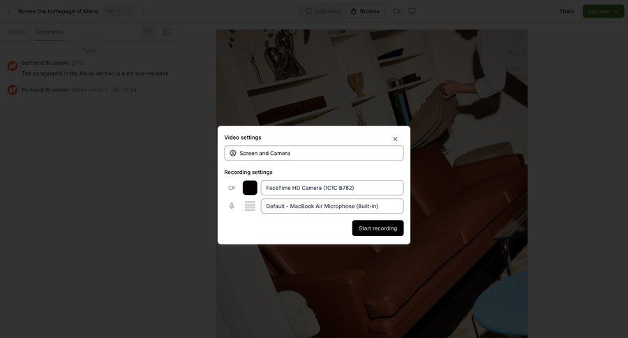 Workflow
			settings modal & popover actions settings ui page example