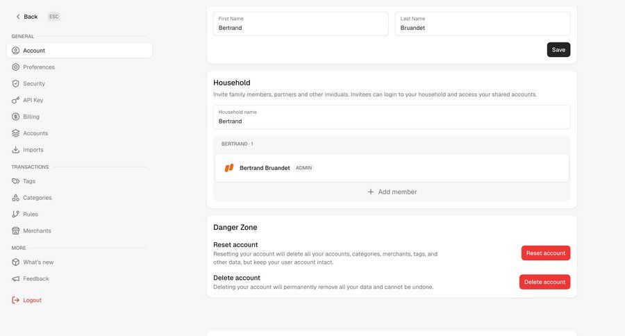 Maybe Finance
				settings ui page example