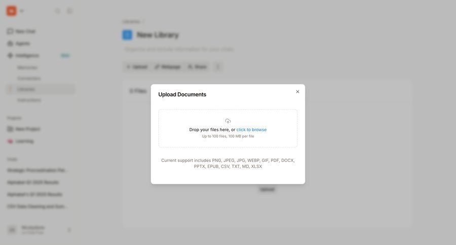 Mistral
			 file upload modal upload documents ui page example