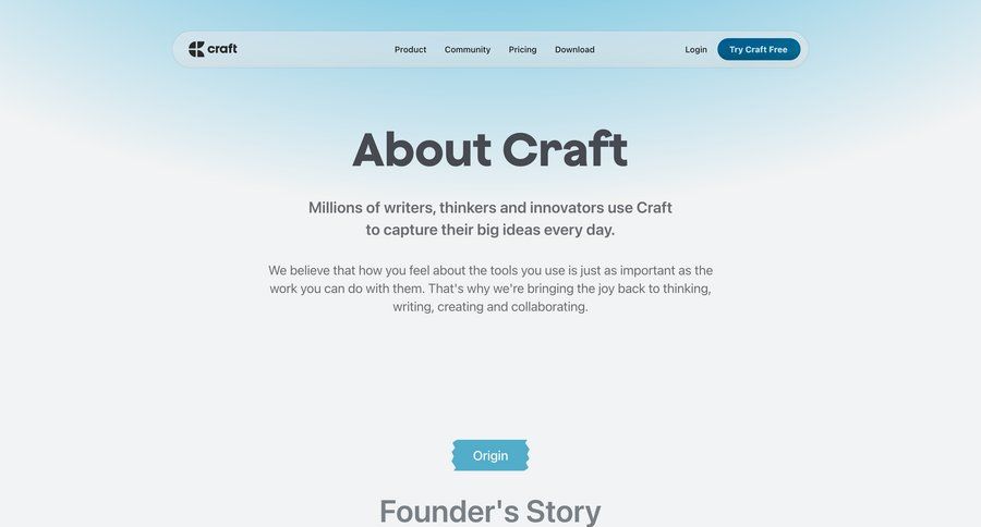 Craft
				about & company mission ui page example