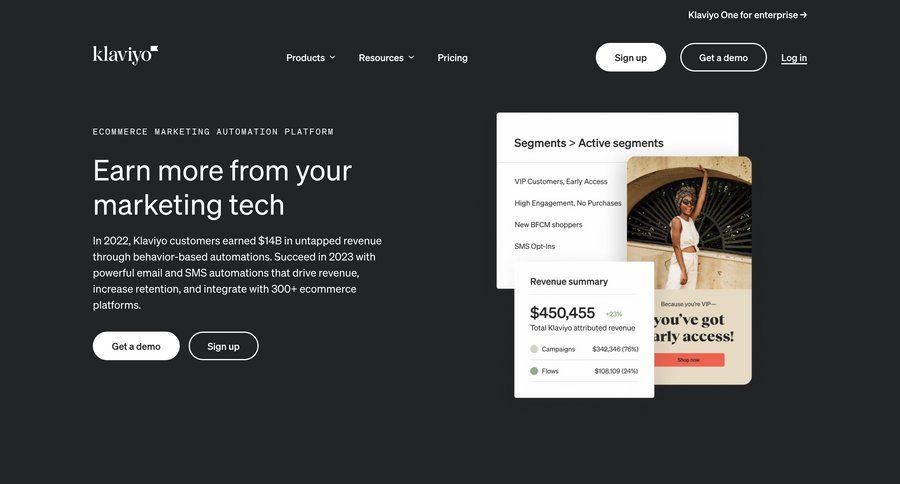 Klaviyo
				 page example